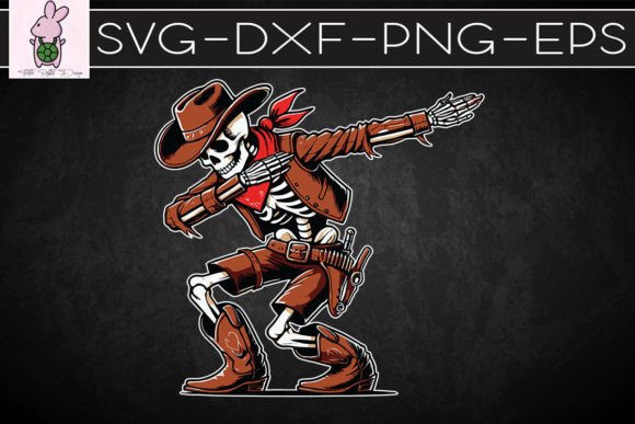 Dabbing Skeleton Cowboy Halloween SVG Graphics for Crafts