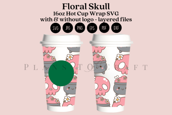 Floral Skull Halloween Graphics for Tumbler Wraps