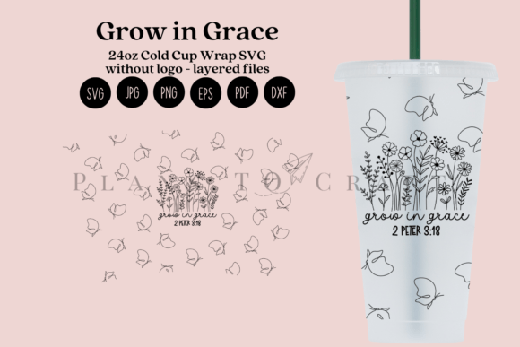 Grow in Peace 24oz Cold Cup Tumbler Wrap