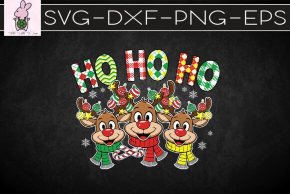 Ho Ho Ho Christmas Holiday Reindeer SVG