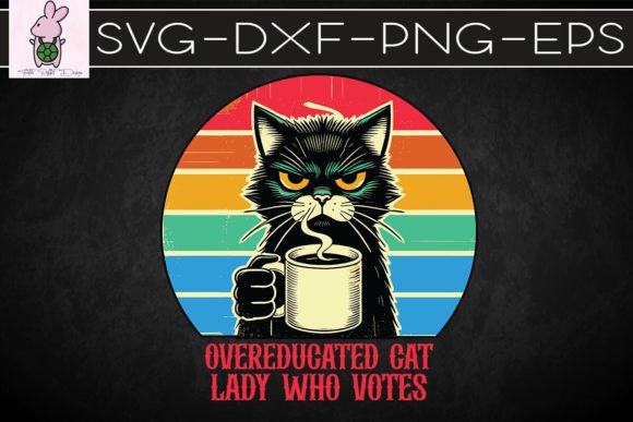 Overeducated Cat Lady Vintage Cat SVG: Crafts & Graphics