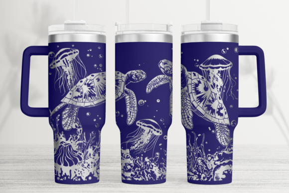 Turtle Jelly Fish 40oz Laser Wrap: Graphics for Tumbler Wraps