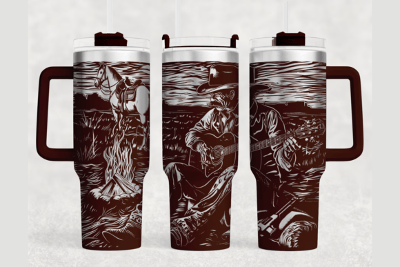 Western Cowboy 40oz Laser Tumbler Wrap Graphics