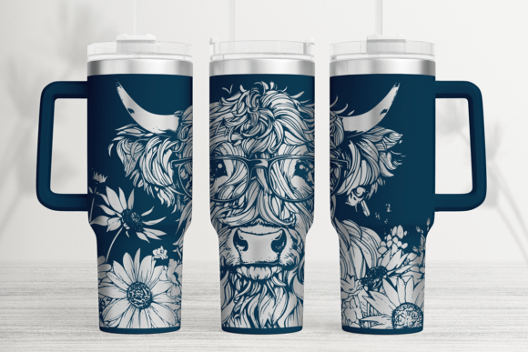 Whimsical Highland Cow Laser Wrap SVG: Graphics for Tumbler Wraps